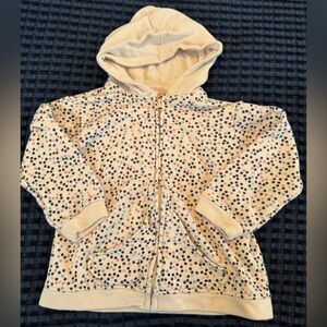 Zara kids Polka Dot zip up, full zip Hoodie, Cream, size 4-5, 110